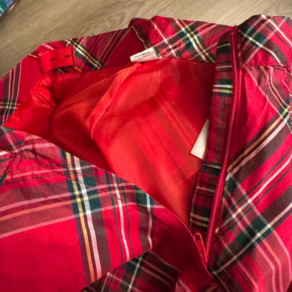 Janie & Jack Girls red tartan scotch plaid holiday pants lined 100% silk Sz 12 - Picture 7 of 7
